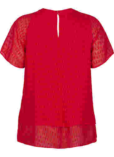 Bluse med 2/4 ermer i mønstret chiffon, Tango Red, Packshot image number 1