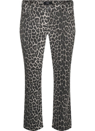 Zizzi Emily jeans med leopardmønster, Grå, Packshot image number 0