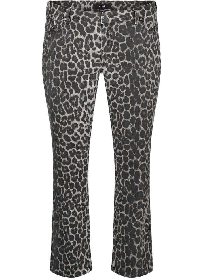 Emily jeans med leopardmønster, Grå, Packshot image number 0