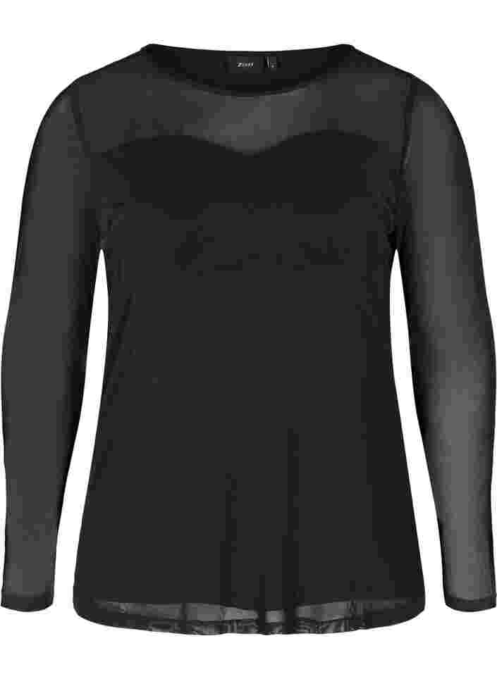 Tettsittende genser med mesh, Black