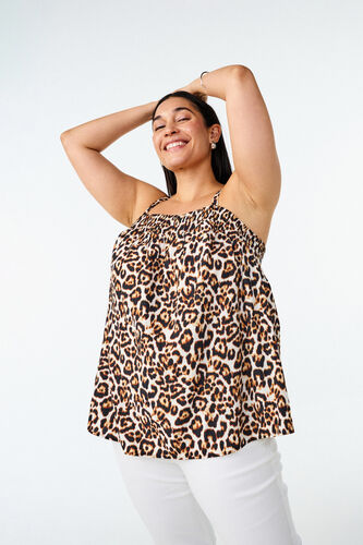 Zizzi Topp i viskose med smale stropper, Beige, Image image number 0