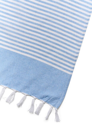 Stripete håndkle med frynser, Light Blue Melange, Packshot image number 2