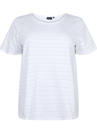 Kortermet bomull t-skjorte, Bright White, Packshot image number 0
