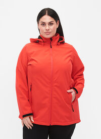 Softshelljakke med avtagbar hette, Poppy Red, Model