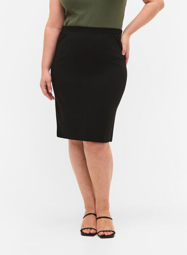 Ensfarget tettsittende skjørt, Black, Model image number 2