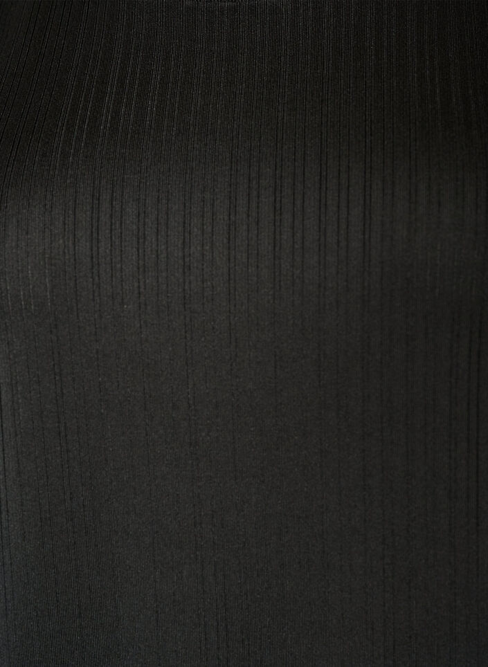 Jerseybluse med teksturerte striper og en smocket fold, Svart, Packshot image number 2