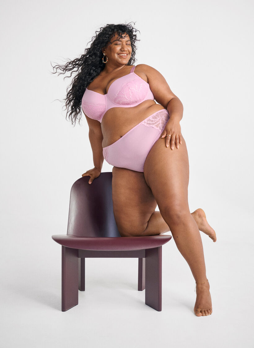 G-streng med blonder og mikrofiber, Rosa, Image image number 0