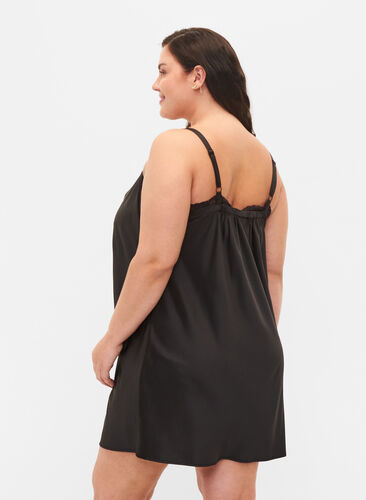 Support the breasts - Nattkjole med blonder, Black, Model image number 1