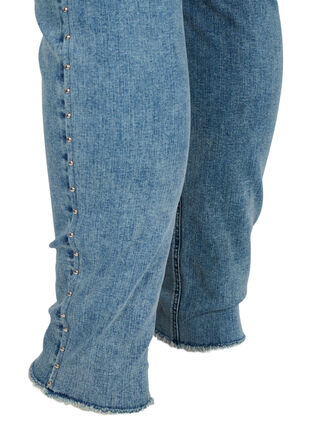 Cropped Amy jeans med nagler i sidesømmen, L.Blue Stone Wash, Packshot image number 3
