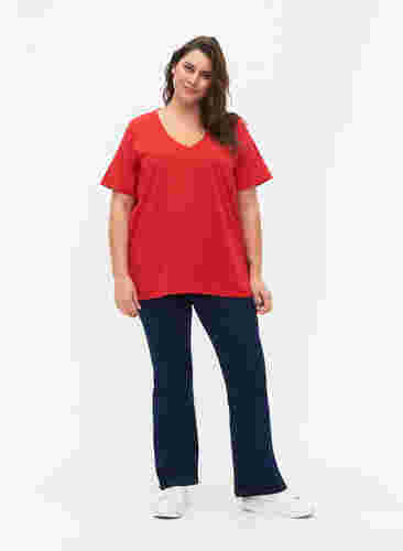 FLASH - T-skjorte med V-hals, High Risk Red, Model image number 2
