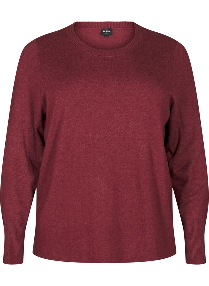 Strikket bluse med rund hals, R&oslash;d, Packshot image number 0