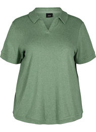 Melert T-skjorte med krage, Green Melange