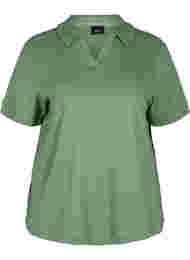 Melert T-skjorte med krage, Green Melange