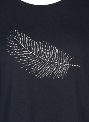 Langermet bluse med nagler, Night sky w. leaf studs , Packshot image number 2