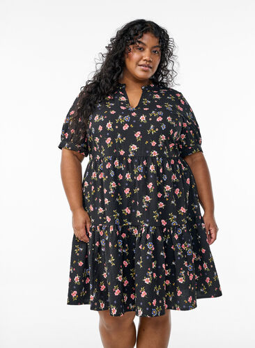 Zizzi FLASH - Kort A-linje kjole, Svart, Model image number 0