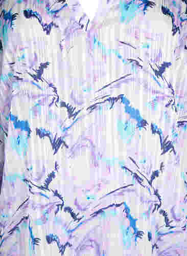Bluse med mønster og 3/4-ermer, Blue Lilac AOP, Packshot image number 2