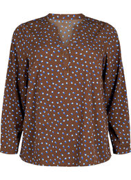 FLASH - bluse med lange ermer og trykk, Chicory Coffee AOP