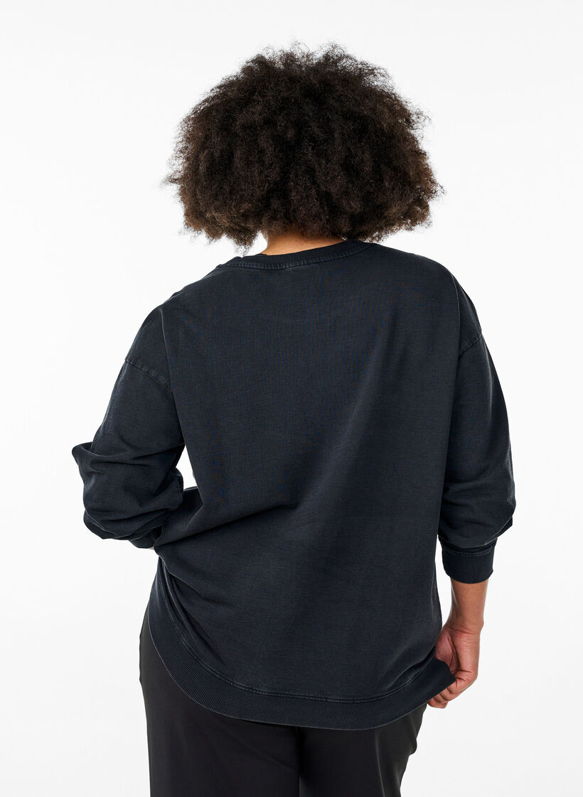 Løs genser med vasket look, Grå, Model image number 2