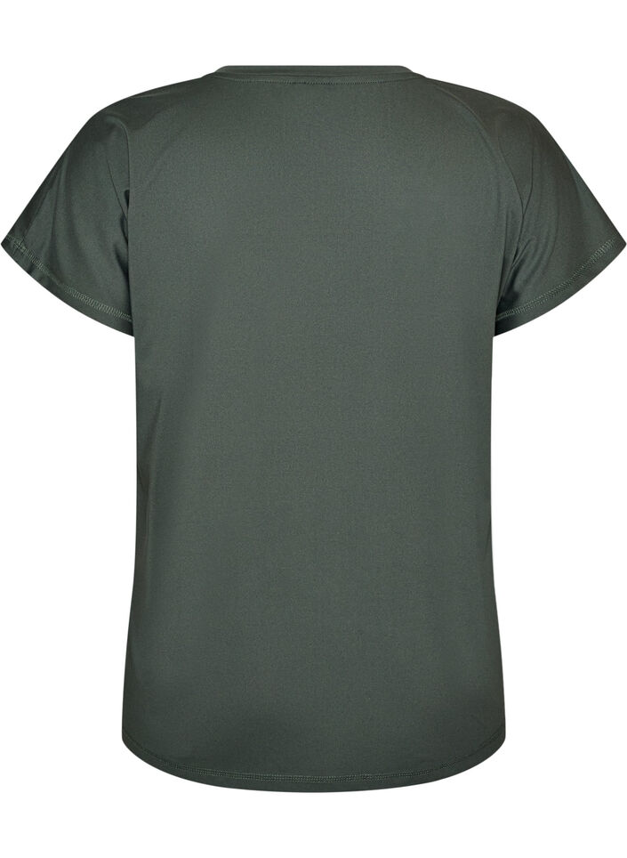 L&oslash;stsittende trenings-t-skjorte med v-hals, Gr&oslash;nn, Packshot image number 1