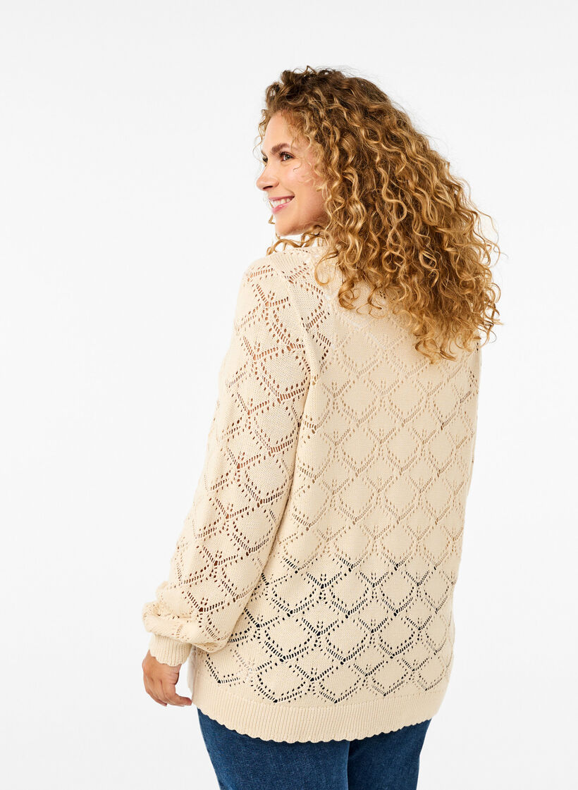 Strikkegenser med kamskjellmønster, Birch, Model image number 1