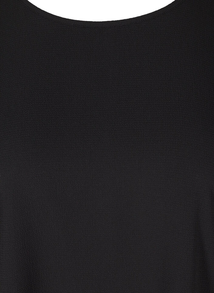 Kortermet bluse med rund hals, Svart, Packshot image number 2