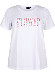 T-skjorte i bomull med teksttrykk, B. White w. Flower
