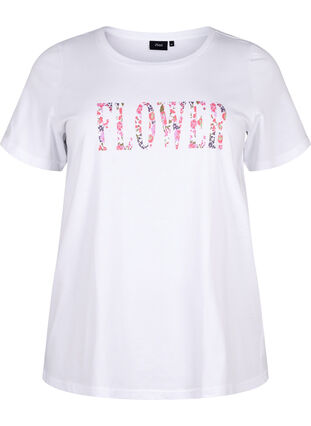 T-skjorte i bomull med teksttrykk, B. White w. Flower, Packshot image number 0