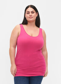 Ensfarget basistopp i bomull, Beetroot Purple, Model