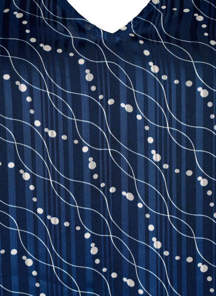 Trykt kjole med v-utringning og 3/4-ermer, Dress Bl. Swirl AOP, Packshot image number 2