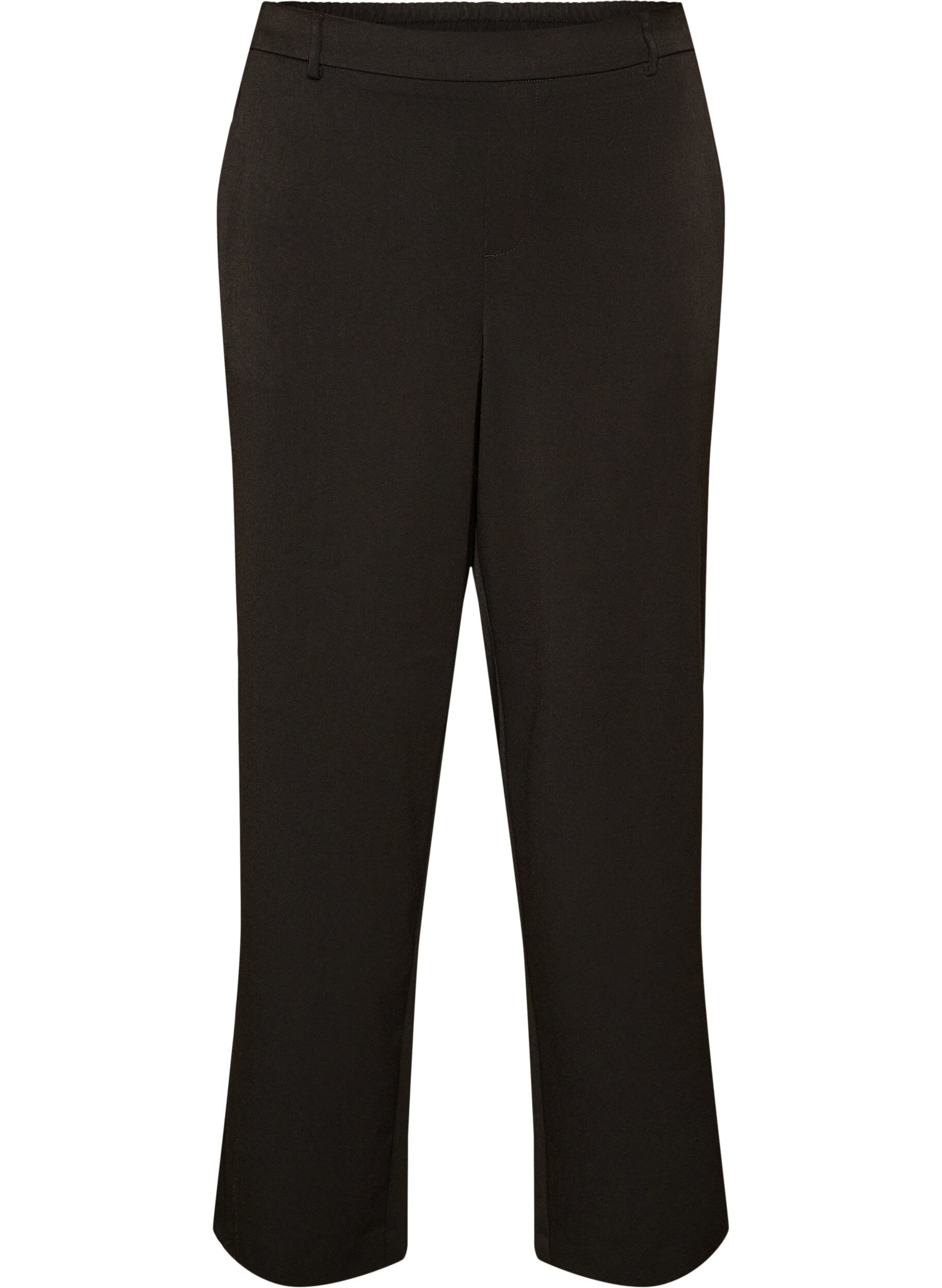ZizziDressbukse med h&oslash;y midje og straight fit, Svart, Packshot image number 0
