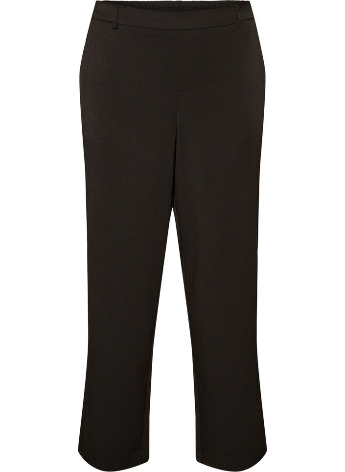 Dressbukse med h&oslash;y midje og straight fit, Svart, Packshot image number 0