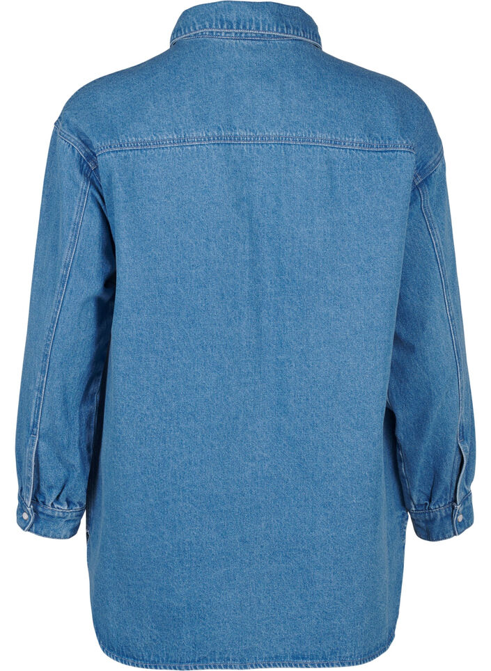 Denimskjorte med rhinesteiner, Light Blue Denim, Packshot image number 1