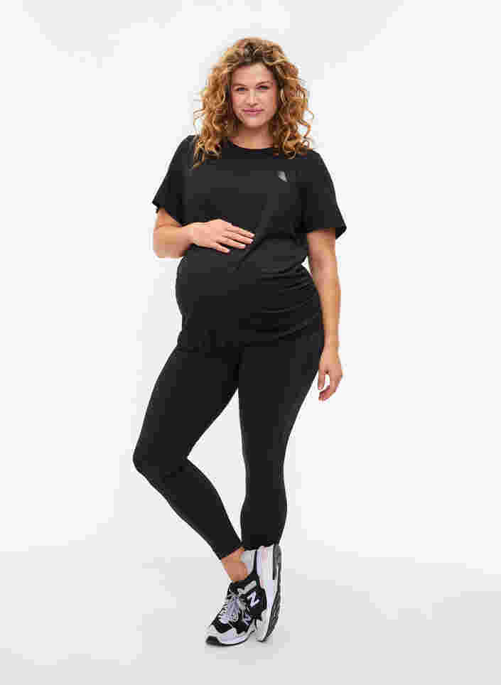T-skjorte til trening for gravide, Black, Model image number 2