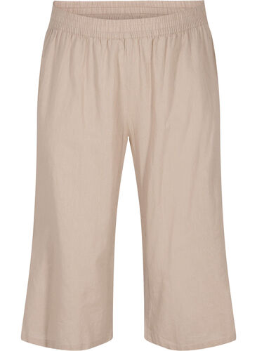 7/8-bukser i bomullsmiks med lin, Simply Taupe, Packshot image number 0