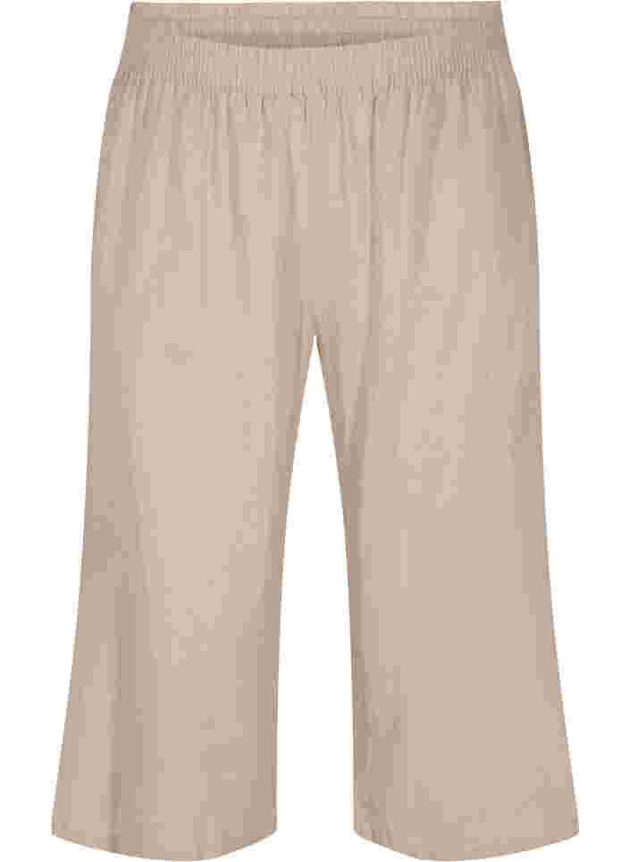 7/8-bukser i bomullsmiks med lin, Simply Taupe, Packshot image number 0