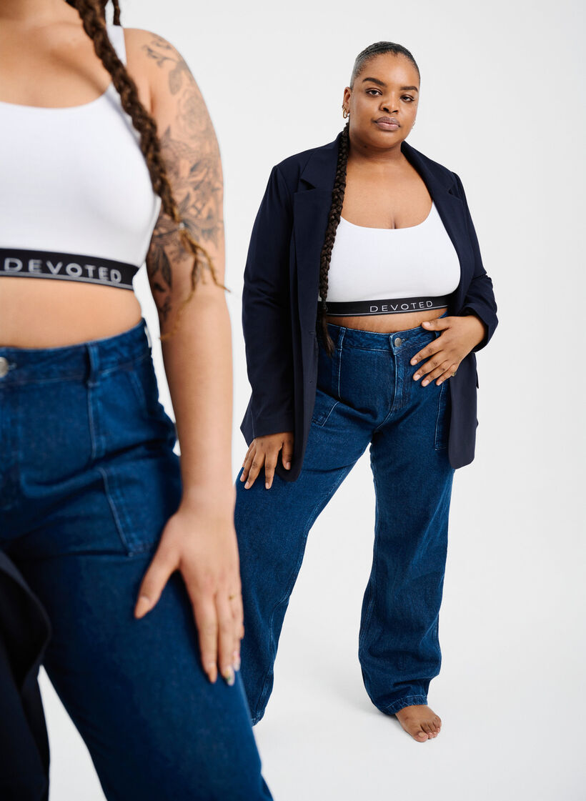 Cargo jeans med rett passform, Dark blue, Image image number 1