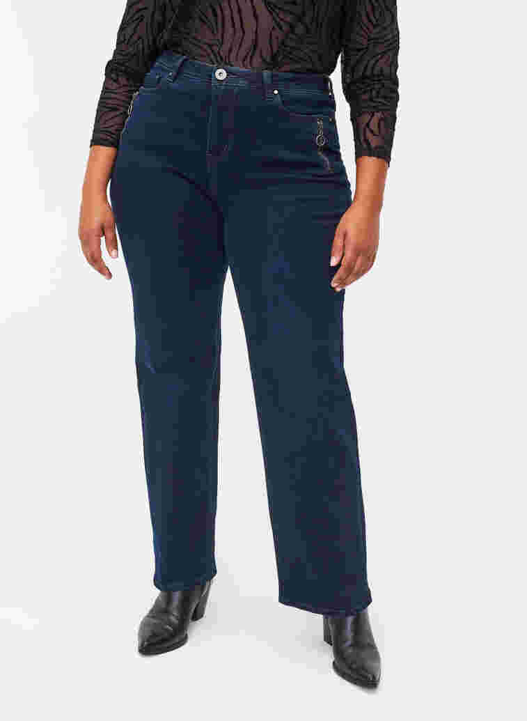 Regular fit Gemma jeans med høyt liv, Dark blue, Model image number 3
