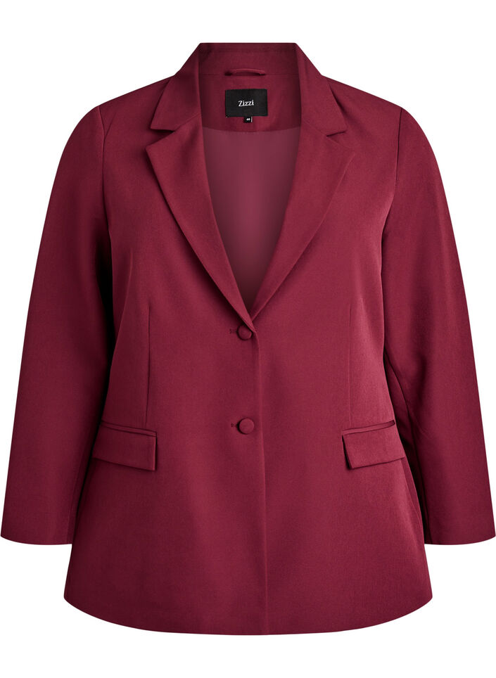 Klassisk blazer med knappelukking, R&oslash;d, Packshot image number 0