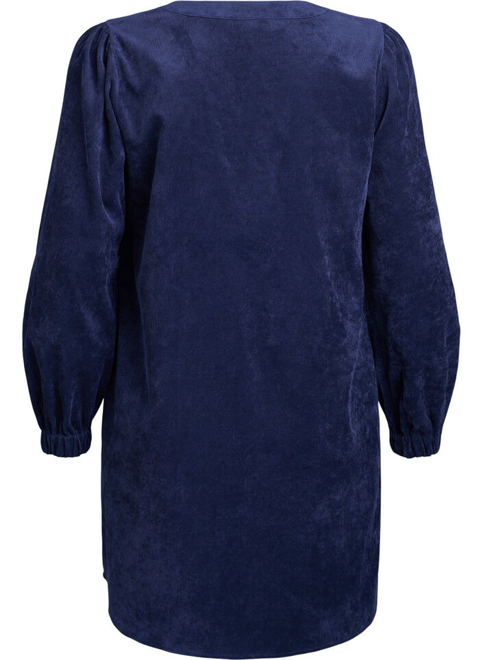 Kort fløyelskjole med lange ermer, Peacoat, Packshot