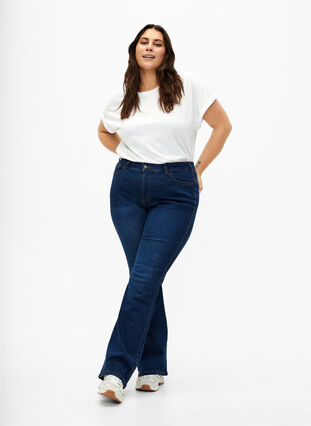 Ellen bootcut jeans med høyt liv, Dark Blue, Model image number 0