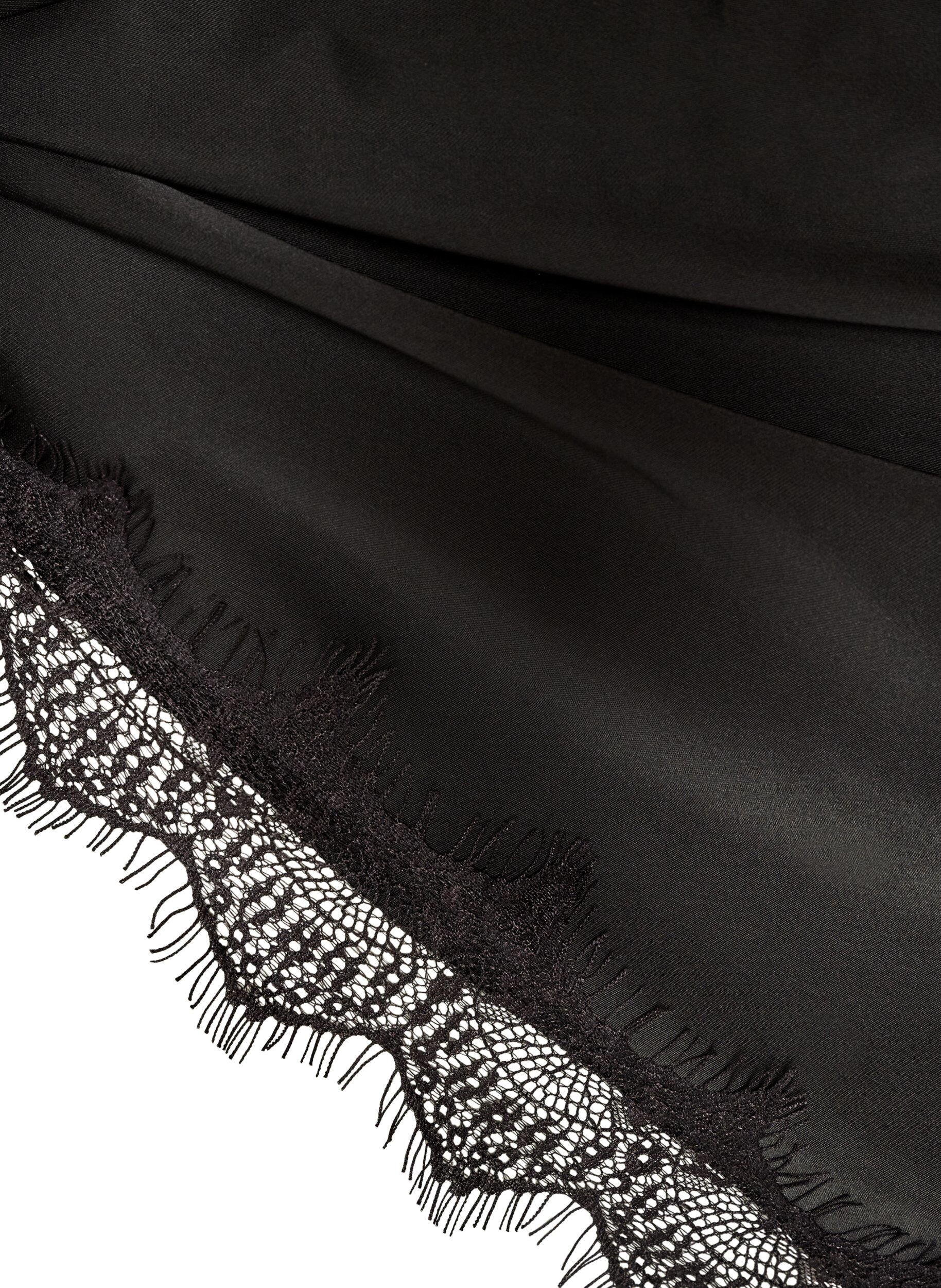 ZizziSatengskjerf med blondekant, Svart, Packshot image number 2