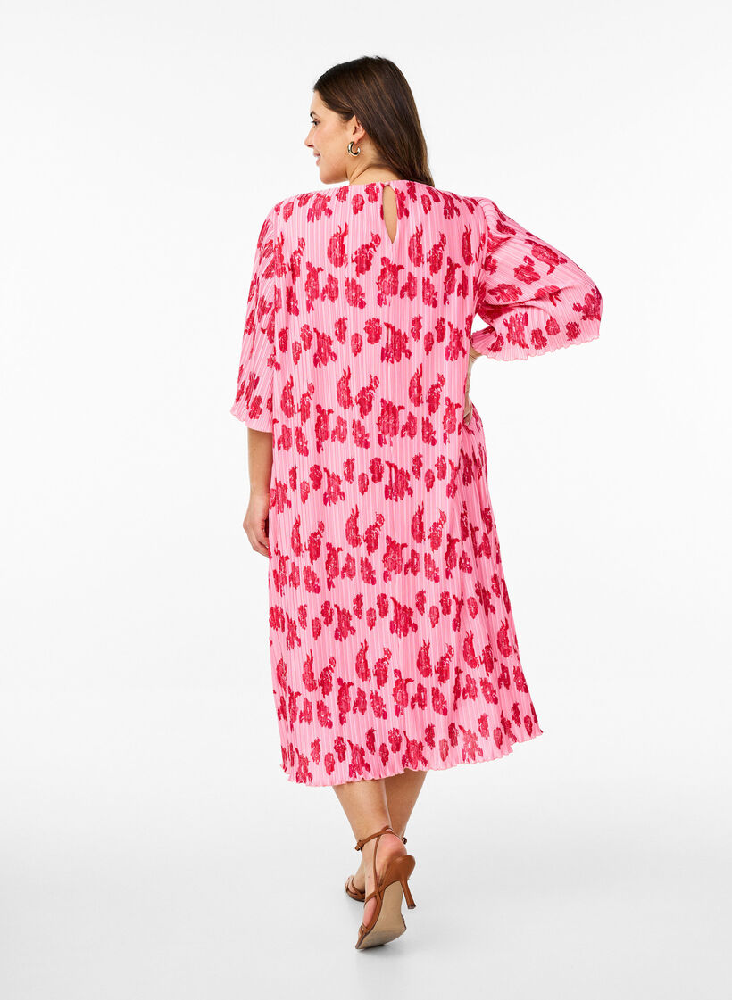Plissert kjole med 3/4 ermer, Rose Flower, Model