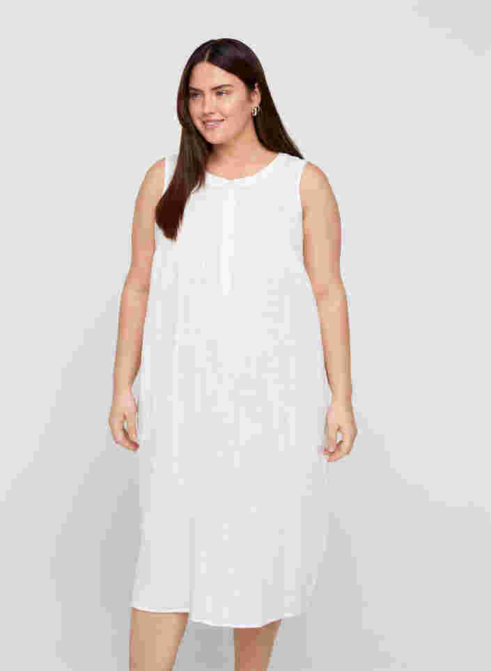 Ermeløs kjole i bomull, White, Model