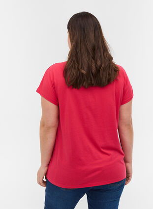 T-skjorte i bomullsmiks, Raspberry, Model image number 1
