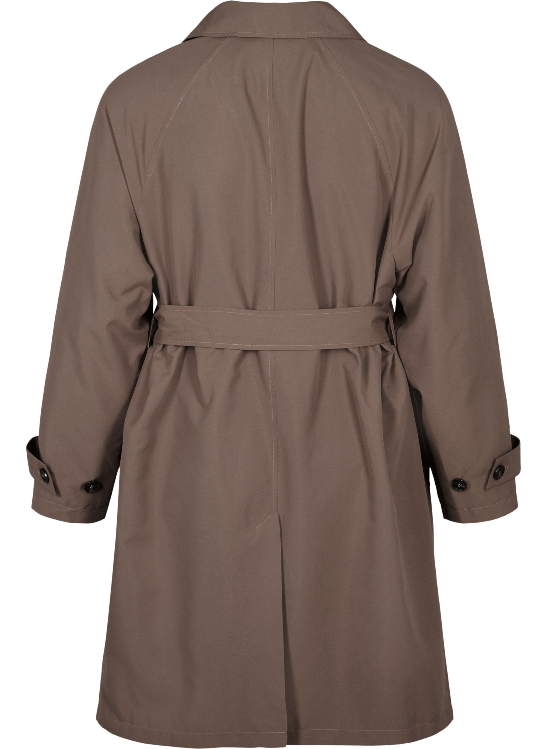 Zizzi Trenchcoat med belte og slisse, Chocolate Chip, Packshot image number 1