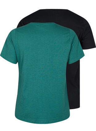 Basis T-skjorter i bomull, 2 stk., Antique Green/Black, Packshot image number 1