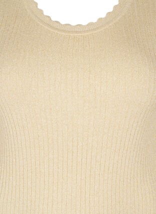 Zizzi Tettsittende strikket bluse med glittertråd, Beige, Packshot image number 2