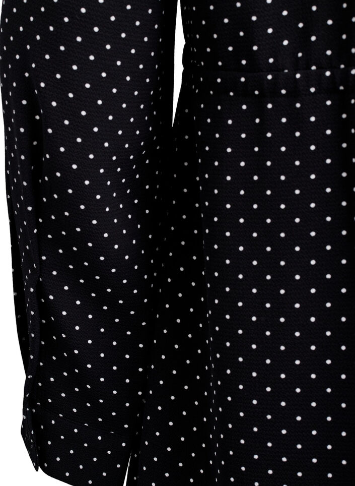 Knelang kjole med knytebelte, Svart, Packshot image number 3