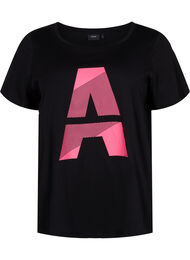 T-skjorte til trening med trykk, Black w. Pink A