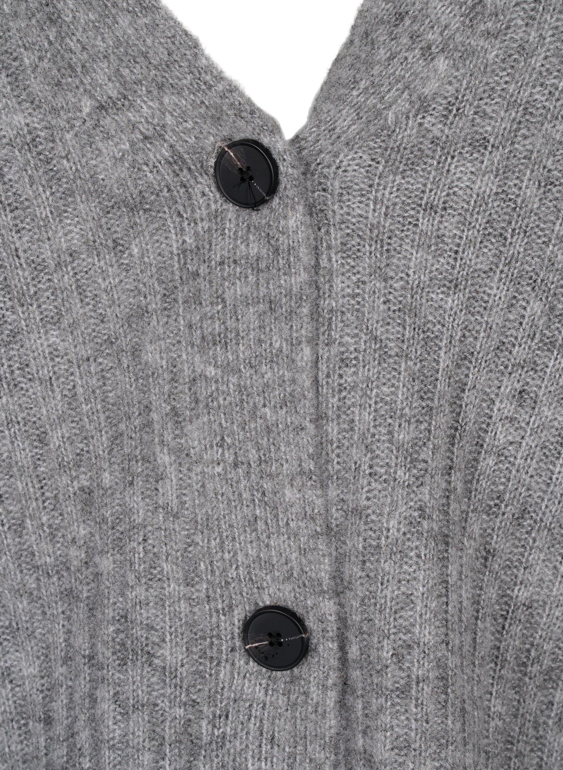 Zizzi Melange cardigan i ribbestrikk, Light Grey Melange, Packshot image number 2